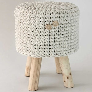 Crochet pouf, stool, crochet footstool, round pouf, knitted pouf, knitted footstool, pouf, footstool ECRU OR CHOICE of color