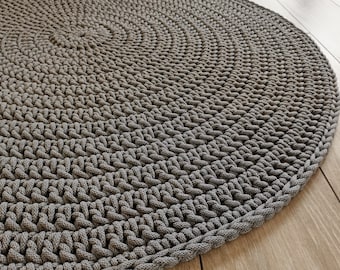 Many Colors, Many Sizes, Modern CROCHET RUG, Round rug, Teppiche, Skandinavische Teppich, Children rug, Nursery Carpet TAUPE crochet rug