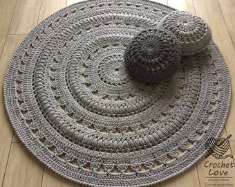 CROCHET RUG, Doily rug, Round carpet, crochet round rug, knitt carpet, cotton yarn rug, babys rug, children rug, hand knitted rug, GRAY rug