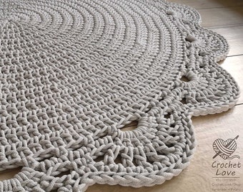 Handmade CROCHET RUG, Doily rug, Round rug, Crochet teppiche, Skandinavische Teppich, Children rug, Large crochet floor rug, pearl GRAY rug