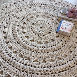 NEW COLORS, crochet rug, Doily rug, Round carpet, round rug, knitt carpet, babys rug, hand knitted rug, ECRU crochet rug or choice of color image 4