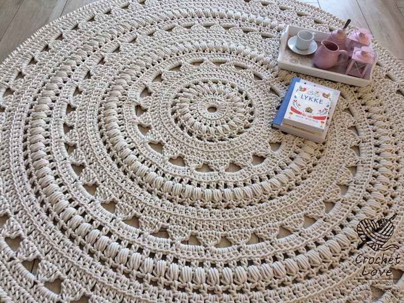 NEW COLORS, crochet rug, Doily rug, Round carpet, round rug, knitt carpet, babys rug, hand knitted rug, ECRU crochet rug or choice of color image 4