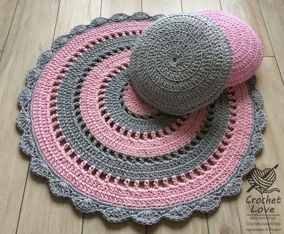 Sweet Pink and Gray Rug Round Area Rug Nursery Rugs Etsy