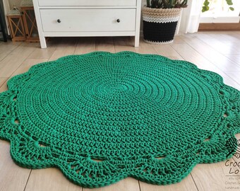 Many Colors, Many Sizes, Modern CROCHET RUG, Round rug, Teppiche, Runde teppich, Rug for a girl,Crochet carpet, cotton rug GREEN crochet rug