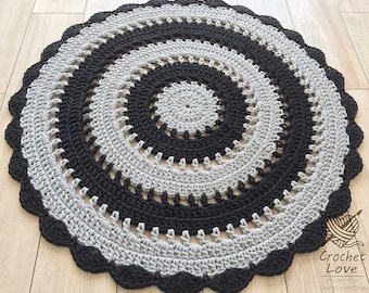 GRAY et BLACK RUG Tapis rond Pépinière Tapis Skandinavische Teppich rund alfombra trapillo moderne enfant Large Crochet plancher Rug