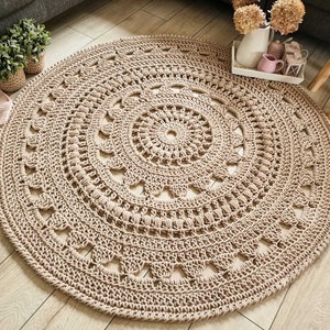 NEW COLORS, crochet rug, Doily rug, Round carpet, round rug, knitt carpet, babys rug, hand knitted rug, BEIGE crochet rug or choice of color