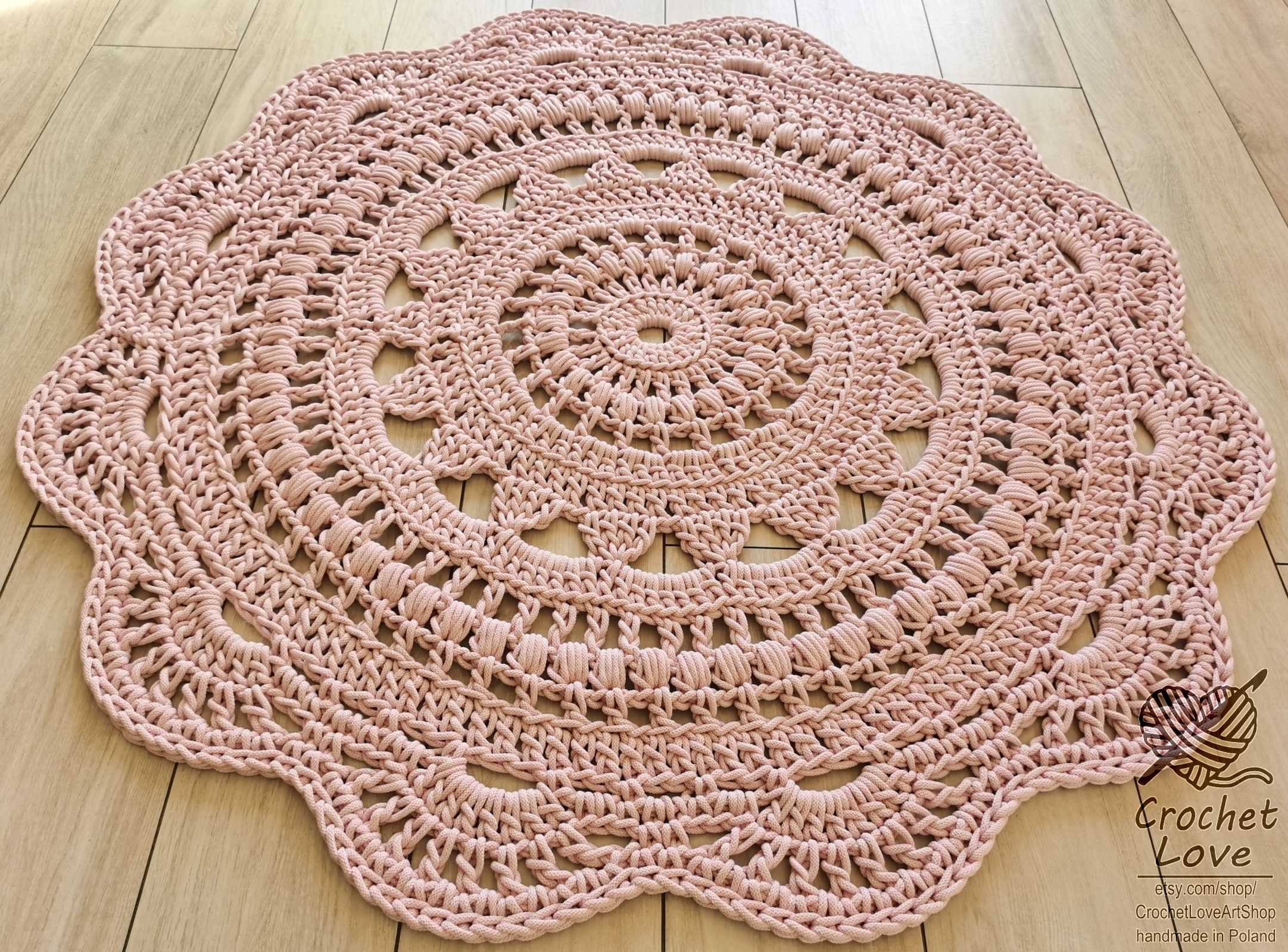 POWDER PINK Crochet Rug Crochet Rug Doily Rug Round Carpet Etsy