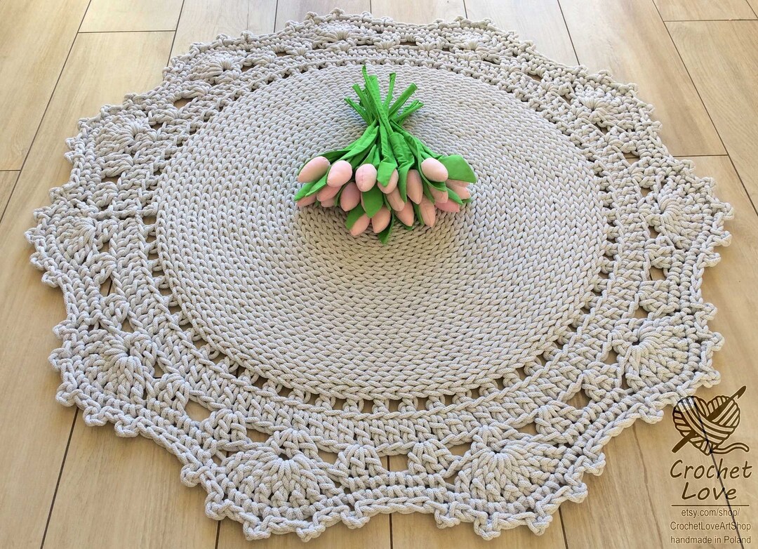 Handmade CROCHET RUG, Doily Rug, Round Rug, Crochet Teppiche