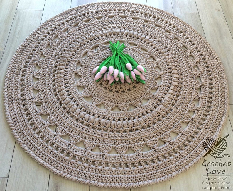 CROCHET RUG Doily rug Round carpet crochet round rug knitt Etsy