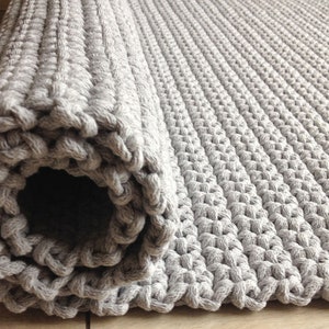 rectangular CROCHET RUG, rectangular carpet, crochet rug, knitt carpet, hand knitted rug, pearl GRAY rectangular rug or choice of color