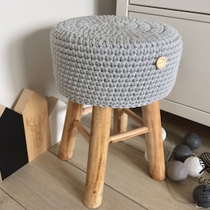 Crochet pouf, stool, crochet footstool, round pouf, knitted pouf, knitted footstool, pouf, footstool GRAY OR CHOICE of color