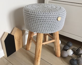 Crochet pouf, stool, crochet footstool, round pouf, knitted pouf, knitted footstool, pouf, footstool GRAY OR CHOICE of color