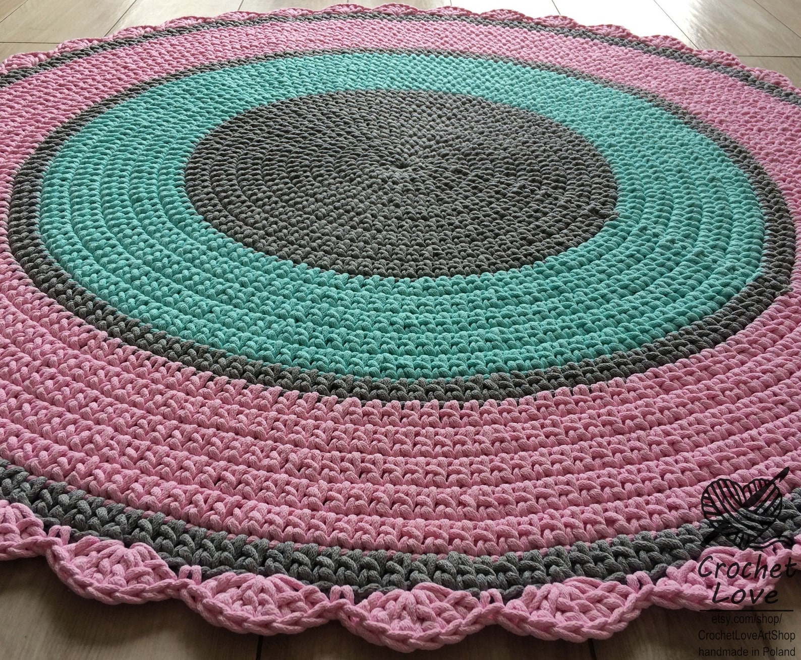 Modern CROCHET RUG Round Crochet Rug Children Rug Nursery Etsy