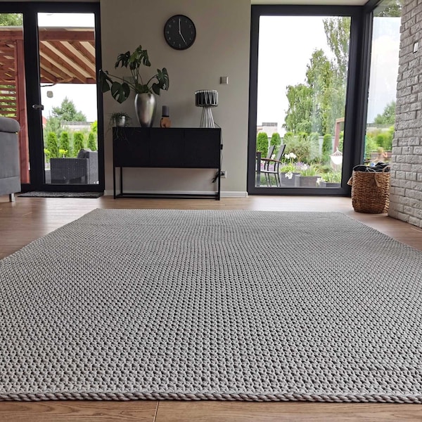 Many colors, rectangular simple CROCHET RUG, rectangular carpet, crochet rug, knitt carpet, hand knitted rug, Handmade rug, floor rug