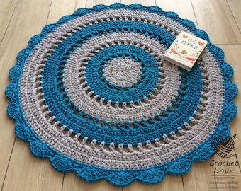 Tapis gris perlé et turquoise Tapis rond Tapis de pépinière Skandinavische Teppich rund alfombra trapillo moderne enfant Grand Tapis de plancher au crochet