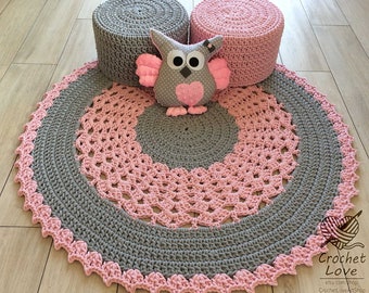 Tapis crochet moderne, Tapis rond au crochet, Tapis pour enfants, Tapis de crochet de pépinière, tapis pour bébés, Crochet teppiche, Tapis au crochet, Tapis tricoté à la main