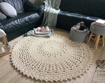 Many Colors, Many Sizes, Modern CROCHET RUG, Round rug, Teppiche, Children rug Crochet carpet Large crochet floor rug ECRU crochet rug