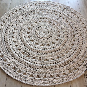 NEW COLORS, crochet rug, Doily rug, Round carpet, round rug, knitt carpet, babys rug, hand knitted rug, ECRU crochet rug or choice of color image 6