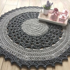 Tapis Crochet Moderne Tapis Rond Au Crochet Tapis Pour Etsy