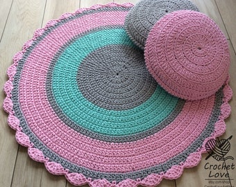 Modern CROCHET RUG, Round crochet rug, Children rug, Nursery crochet rug, babys rug, Crochet teppiche, Crochet carpet, Hand knitted rug