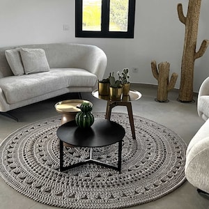 CAPPUCCINO crochet RUG ou choix de couleur, tapis au crochet, tapis napperon, tapis rond, tapis rond, tapis tricoté, tapis tricoté à la main, tapis de salon
