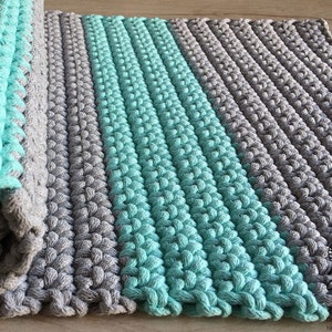 rectangular CROCHET RUG, rectangular carpet, crochet rug, knitt carpet, hand knitted rug, Gray and Mint rectangular rug or choice of color