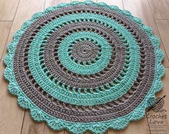 Sweet GRAY et MINT RUG Tapis ronds Pépinière Rugs Skandinavische Teppich rund alfombra trapillo moderne enfant Large Crochet plancher Rug