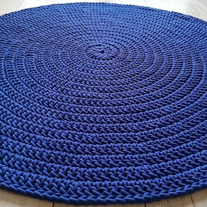Many Colors, Many Sizes, Modern CROCHET RUG, Round rug, Skandinavische Teppich, Children rug, Nursery Carpet Cornflower BLUE crochet rug