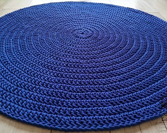 Many Colors, Many Sizes, Modern CROCHET RUG, Round rug, Skandinavische Teppich, Children rug, Nursery Carpet Cornflower BLUE crochet rug