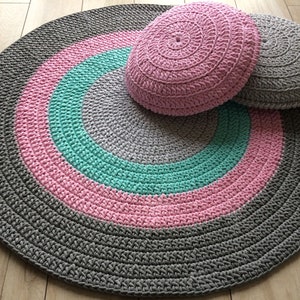 Modern CROCHET RUG, Round crochet rug, Children rug, Nursery crochet rug, babys rug, Crochet teppiche, Crochet carpet, Hand knitted rug