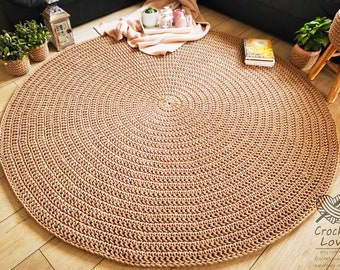 Many Colors Many Sizes, Modern CROCHET RUG, Round rug Teppiche Children rug, Crochet carpet, Large crochet floor rug, BEIGE crochet rug