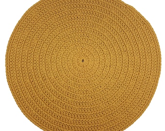 NEW COLORS Handmade Round Simple Modern Nursery Crochet Rug Washable Natural Cotton Rug, Round area rug, Modern kids floor mats MUSTARD rug