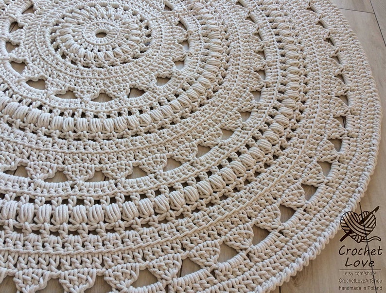 NEW COLORS, crochet rug, Doily rug, Round carpet, round rug, knitt carpet, babys rug, hand knitted rug, ECRU crochet rug or choice of color image 5