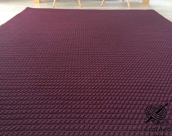 TAPIS crochet rectangulaire, tapis rectangulaire, tapis au crochet, tapis tricoté, tapis tricoté à la main, tapis rectangulaire BORDEAUX ou choix de couleur