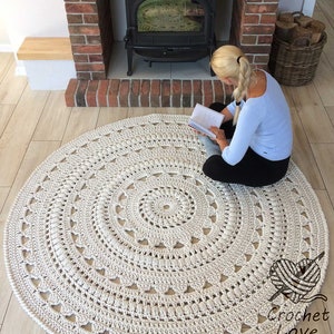 NEW COLORS, crochet rug, Doily rug, Round carpet, round rug, knitt carpet, babys rug, hand knitted rug, ECRU crochet rug or choice of color image 1