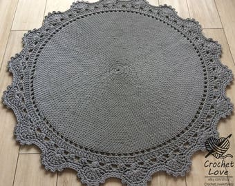 TAPPETO ALL'UNCINETTO fatto a mano, tappeto Doily, tappeto rotondo, teppiche all'uncinetto, Skandinavische Teppich, tappeto per bambini, grande tappeto da pavimento all'uncinetto, tappeto TAUPE