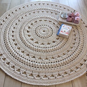 NEW COLORS, crochet rug, Doily rug, Round carpet, round rug, knitt carpet, babys rug, hand knitted rug, ECRU crochet rug or choice of color image 3