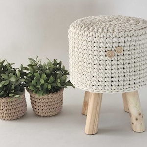 Crochet pouf, stool, crochet footstool, round pouf, knitted pouf, knitted footstool, pouf, footstool ECRU OR CHOICE of color