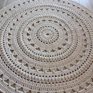 NEW COLORS, crochet rug, Doily rug, Round carpet, round rug, knitt carpet, babys rug, hand knitted rug, ECRU crochet rug or choice of color image 7