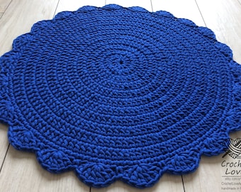 Beaucoup de couleurs, Plusieurs tailles, TAPIS crochet moderne, tapis rond, Teppiche, Runde teppich, Tapis pour enfants, Tapis au Crochet, cornflower BLEU crochet tapis