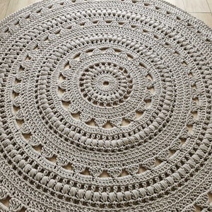 CROCHET RUG, Doily rug, Round carpet, crochet round rug, knitt carpet, cotton yarn rug, hand knitted rug CAPPUCCINO rug