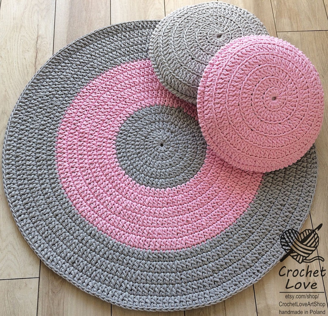 Modern CROCHET RUG, Round Crochet Rug, Children Rug, Nursery Crochet