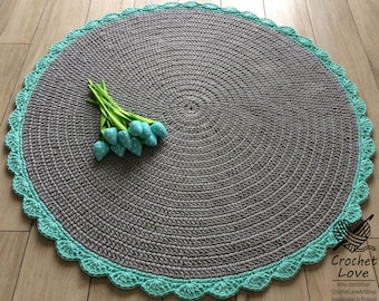 Tapis crochet moderne, tapis rond au crochet, tapis pour enfants, tapis de crochet de pépinière, tapis pour bébés, Teppiche, tapis au crochet, tapis tricoté à la main, gris MENTHE