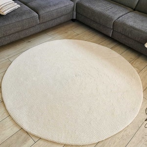 Many Colors, Many Sizes, Handmade ECRU Cream Large Crochet RUG, Washable Cotton Rug, Natural Carpet Cotton Cord Rug, Round Rug, Modern Rug