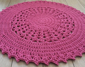 Beaucoup de couleurs, Plusieurs tailles, Crochet moderne TAPIS, Tapis rond, Teppiche, Tapis de crochet pour enfants Grand tapis de sol au crochet ROSE FONCÉ tapis au crochet