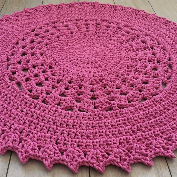 Pink Crochet Rug Etsy