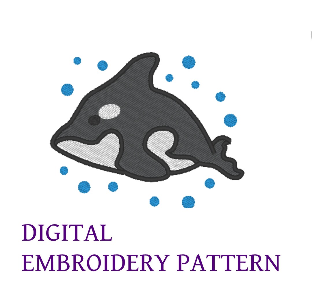 Baby Killer Whale Orca Digital Embroidery Pattern File PES Sea Marine ...