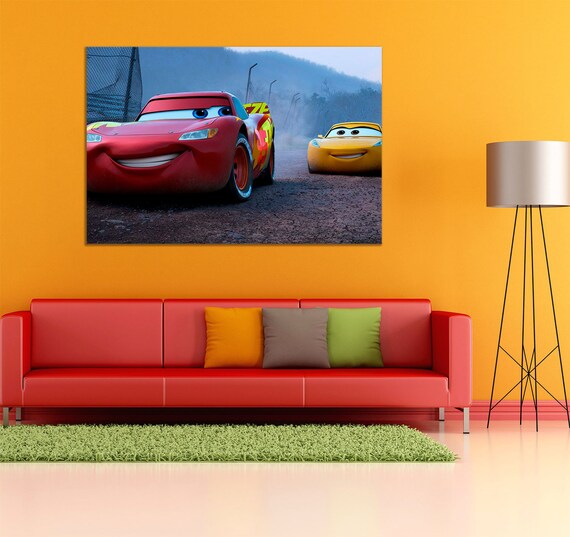 Cars Canvas Lightning Mcqueen Cars 3 Disney Cars Canvas Cars 3 Etsy