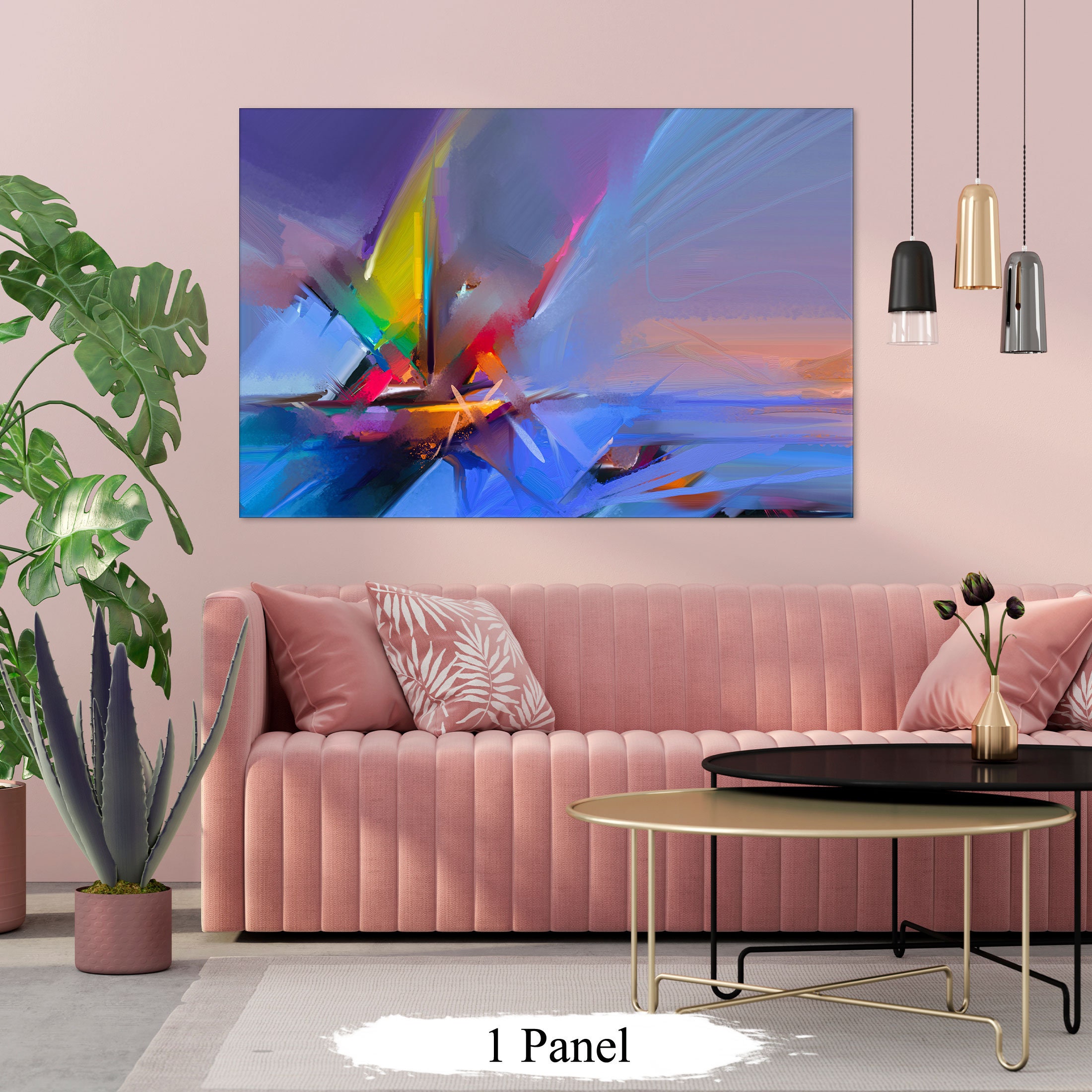 Large Trendy Wall Art Blue Wall Decor Abstract Wall Art Etsy UK
