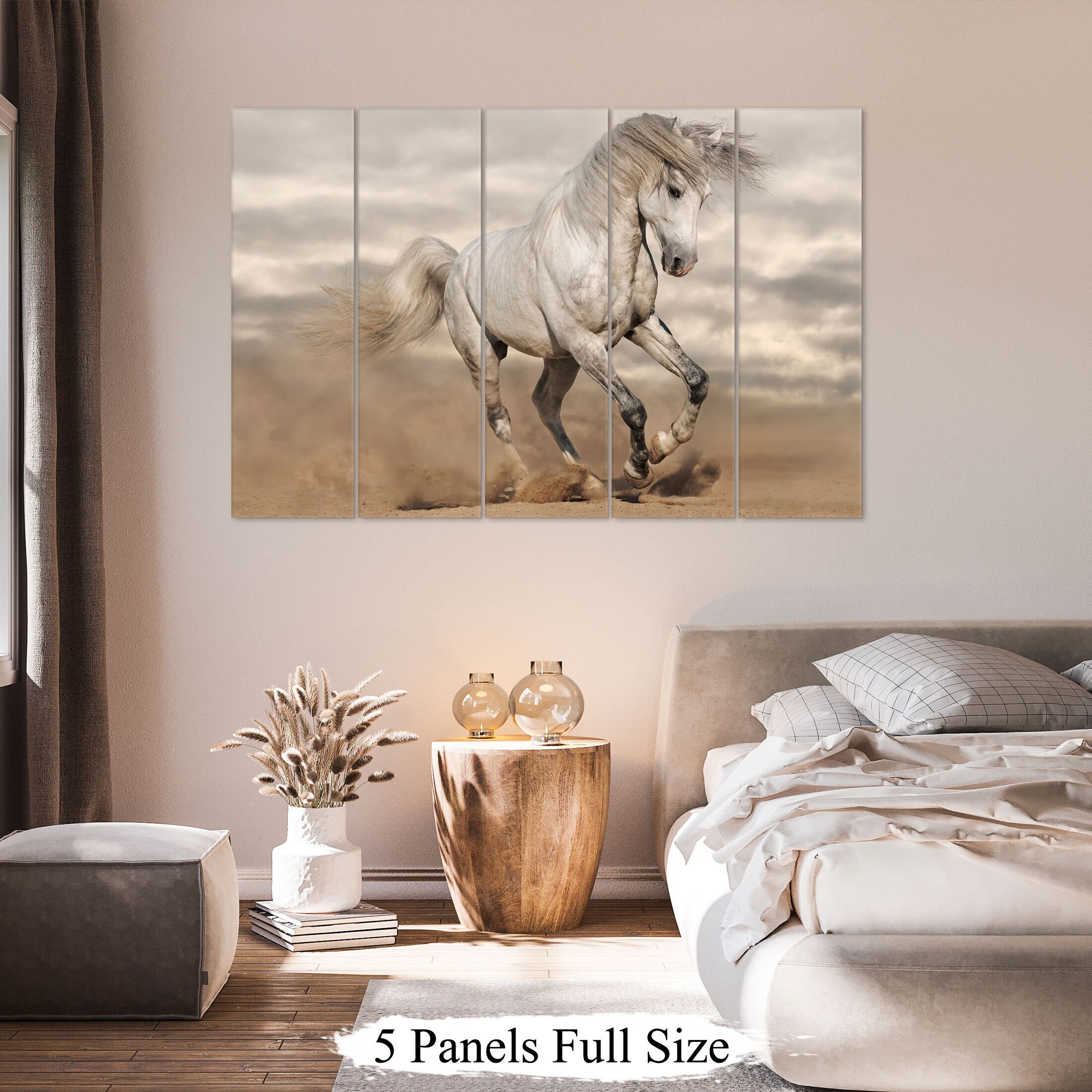 Horse Canvas Home Decor Horse Wall Art White Horse Wall Etsy